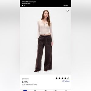 Gap women’s mid rise wide leg pant